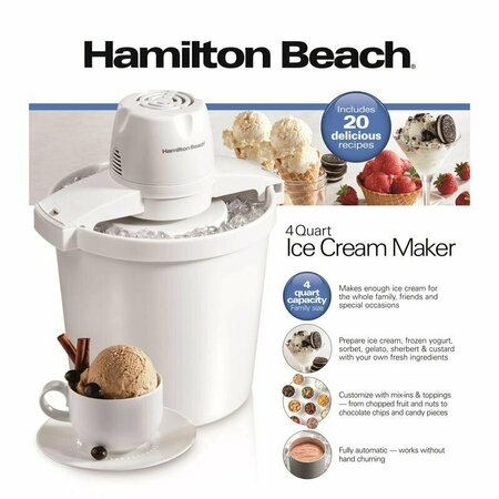 Hamilton Beach White 4 qt Ice Cream Maker 15.3 in. H X 12.5 in. W X 11.1 in. L 68330N